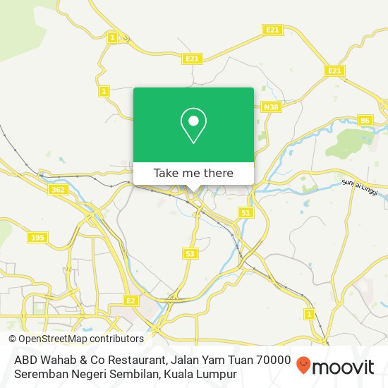 ABD Wahab & Co Restaurant, Jalan Yam Tuan 70000 Seremban Negeri Sembilan map
