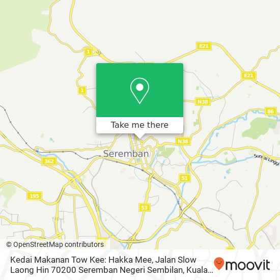 Kedai Makanan Tow Kee: Hakka Mee, Jalan Slow Laong Hin 70200 Seremban Negeri Sembilan map