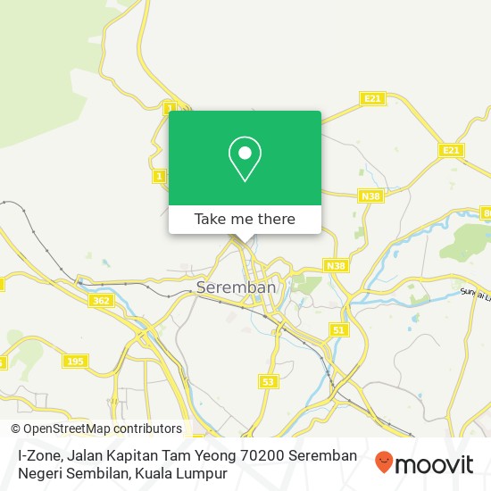 I-Zone, Jalan Kapitan Tam Yeong 70200 Seremban Negeri Sembilan map