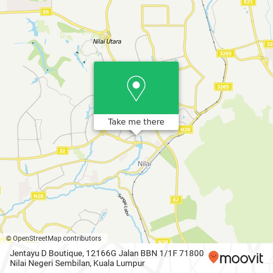 Peta Jentayu D Boutique, 12166G Jalan BBN 1 / 1F 71800 Nilai Negeri Sembilan