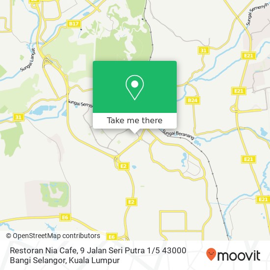 Restoran Nia Cafe, 9 Jalan Seri Putra 1 / 5 43000 Bangi Selangor map