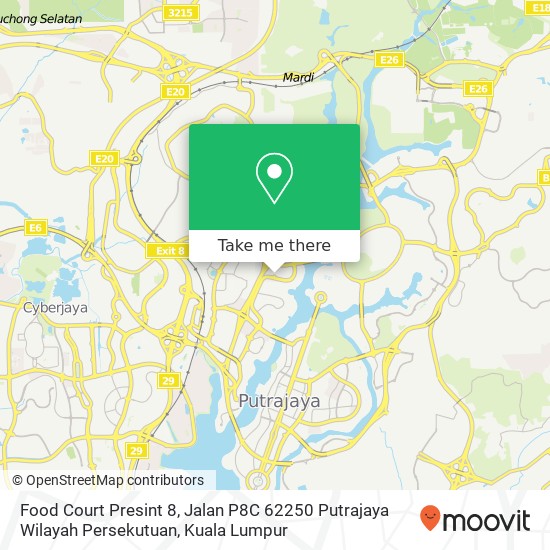 Peta Food Court Presint 8, Jalan P8C 62250 Putrajaya Wilayah Persekutuan