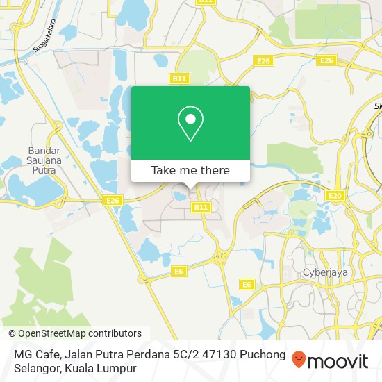 Peta MG Cafe, Jalan Putra Perdana 5C / 2 47130 Puchong Selangor