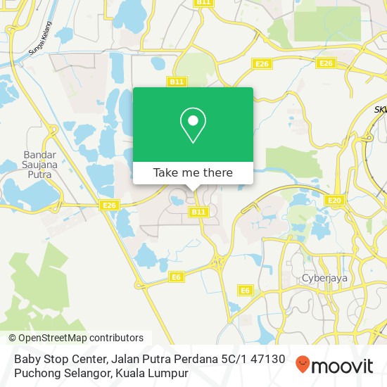 Peta Baby Stop Center, Jalan Putra Perdana 5C / 1 47130 Puchong Selangor