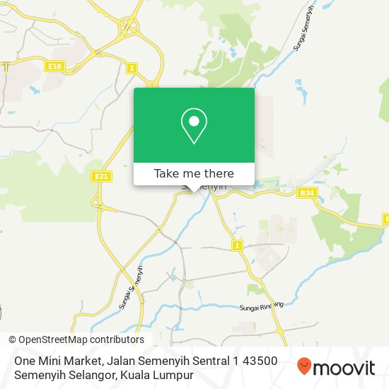 Peta One Mini Market, Jalan Semenyih Sentral 1 43500 Semenyih Selangor