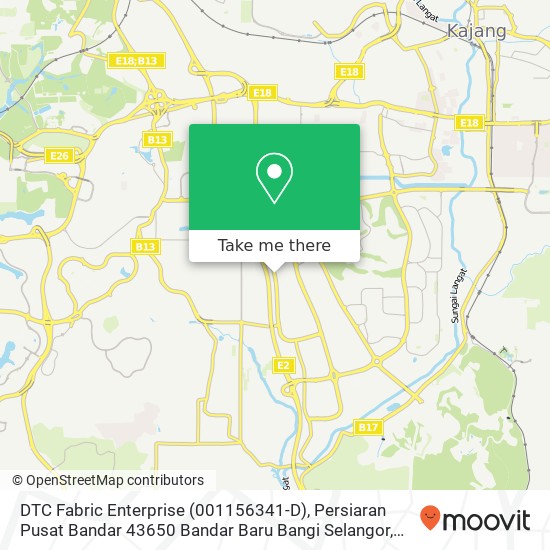 Peta DTC Fabric Enterprise (001156341-D), Persiaran Pusat Bandar 43650 Bandar Baru Bangi Selangor