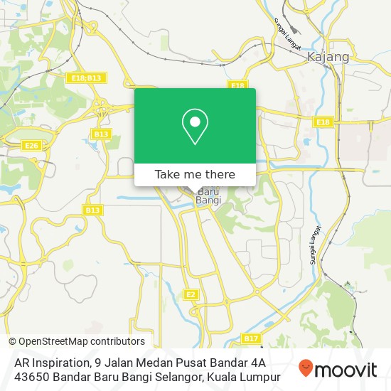 Peta AR Inspiration, 9 Jalan Medan Pusat Bandar 4A 43650 Bandar Baru Bangi Selangor