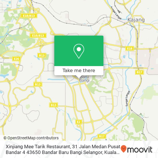 Peta Xinjiang Mee Tarik Restaurant, 31 Jalan Medan Pusat Bandar 4 43650 Bandar Baru Bangi Selangor