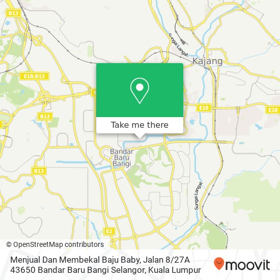 Menjual Dan Membekal Baju Baby, Jalan 8 / 27A 43650 Bandar Baru Bangi Selangor map