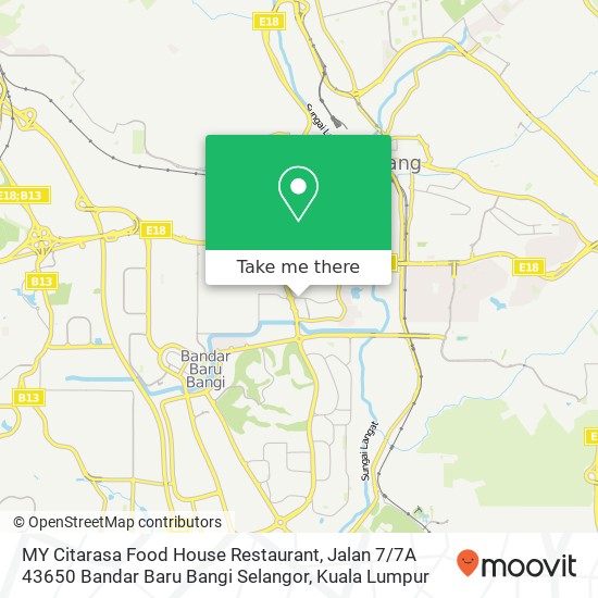 MY Citarasa Food House Restaurant, Jalan 7 / 7A 43650 Bandar Baru Bangi Selangor map