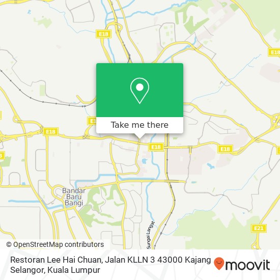Peta Restoran Lee Hai Chuan, Jalan KLLN 3 43000 Kajang Selangor
