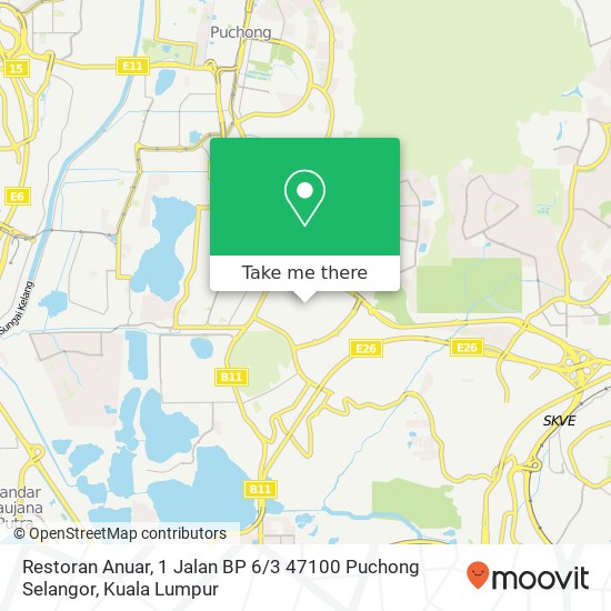 Peta Restoran Anuar, 1 Jalan BP 6 / 3 47100 Puchong Selangor