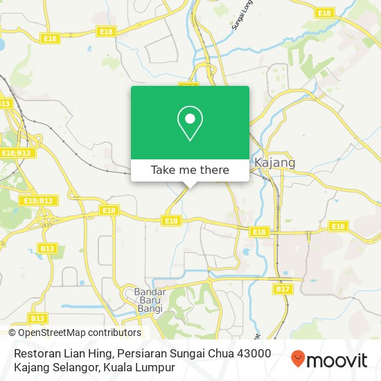Peta Restoran Lian Hing, Persiaran Sungai Chua 43000 Kajang Selangor