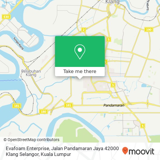 Peta Evafoam Enterprise, Jalan Pandamaran Jaya 42000 Klang Selangor