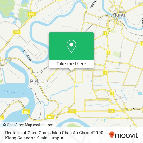 Restaurant Chee Guan, Jalan Chan Ah Choo 42000 Klang Selangor map