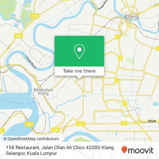 158 Restaurant, Jalan Chan Ah Choo 42000 Klang Selangor map