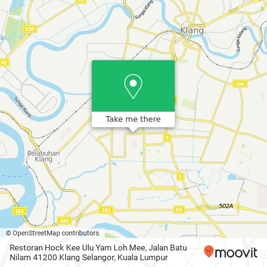 Peta Restoran Hock Kee Ulu Yam Loh Mee, Jalan Batu Nilam 41200 Klang Selangor