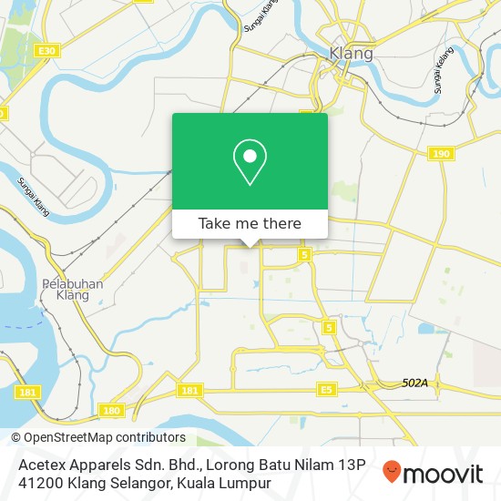 Acetex Apparels Sdn. Bhd., Lorong Batu Nilam 13P 41200 Klang Selangor map