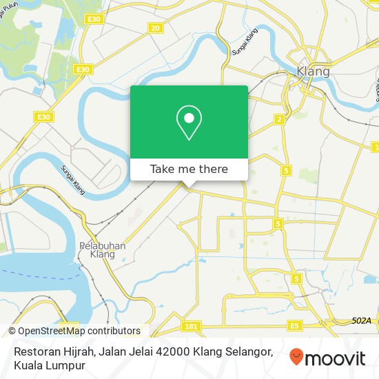 Peta Restoran Hijrah, Jalan Jelai 42000 Klang Selangor