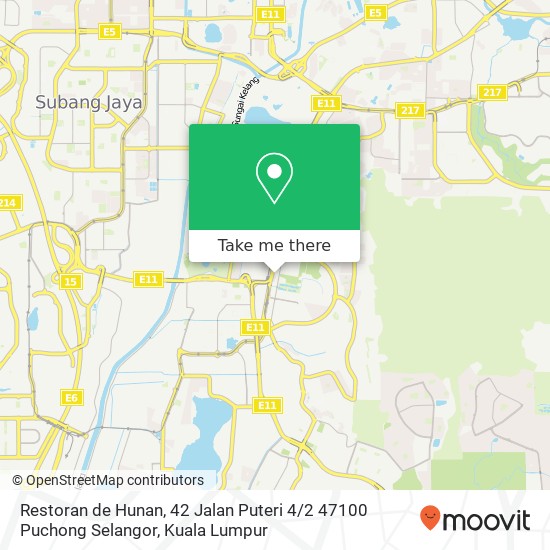 Peta Restoran de Hunan, 42 Jalan Puteri 4 / 2 47100 Puchong Selangor