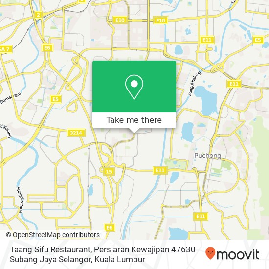 Peta Taang Sifu Restaurant, Persiaran Kewajipan 47630 Subang Jaya Selangor