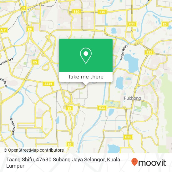 Peta Taang Shifu, 47630 Subang Jaya Selangor