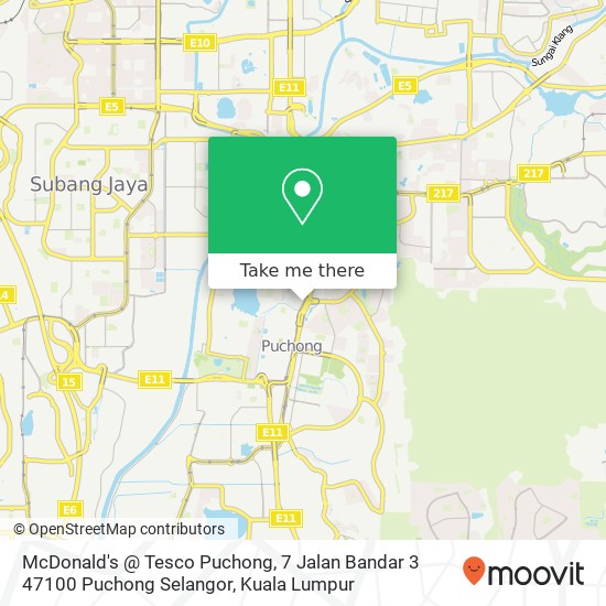 Peta McDonald's @ Tesco Puchong, 7 Jalan Bandar 3 47100 Puchong Selangor