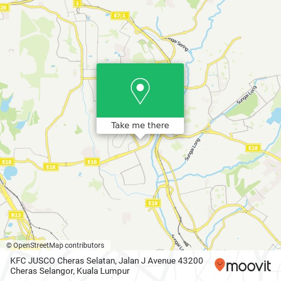 Peta KFC JUSCO Cheras Selatan, Jalan J Avenue 43200 Cheras Selangor