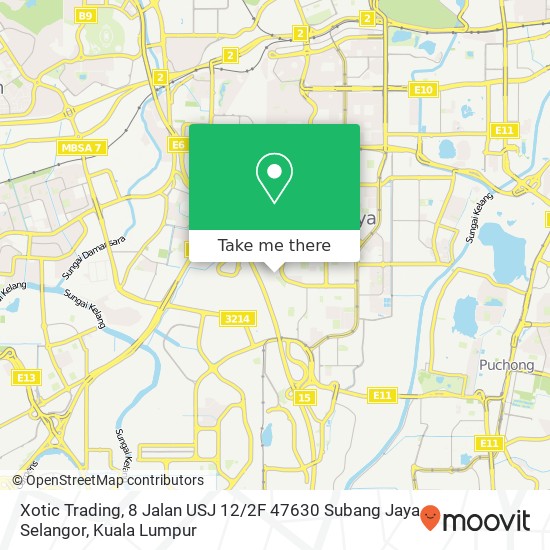 Peta Xotic Trading, 8 Jalan USJ 12 / 2F 47630 Subang Jaya Selangor