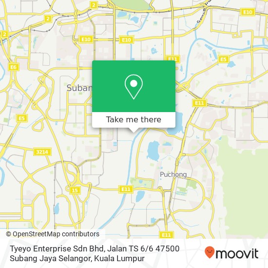 Peta Tyeyo Enterprise Sdn Bhd, Jalan TS 6 / 6 47500 Subang Jaya Selangor