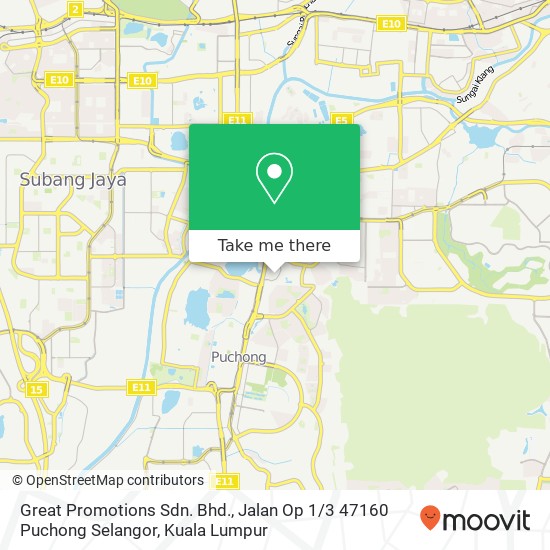 Peta Great Promotions Sdn. Bhd., Jalan Op 1 / 3 47160 Puchong Selangor