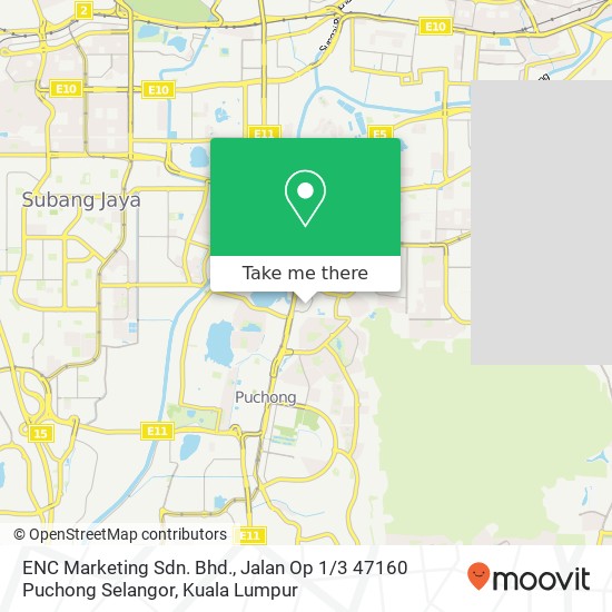 Peta ENC Marketing Sdn. Bhd., Jalan Op 1 / 3 47160 Puchong Selangor
