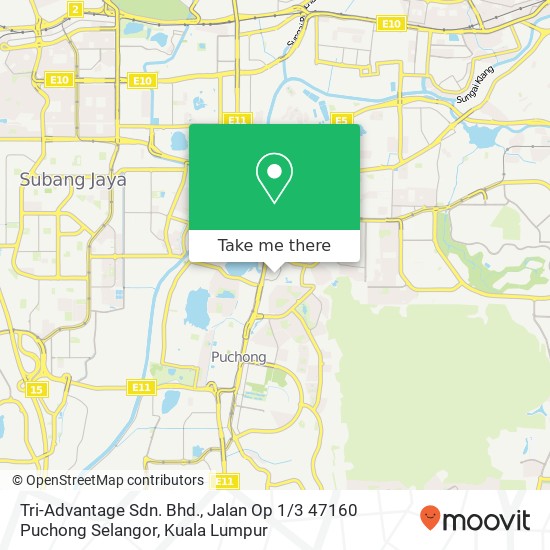 Peta Tri-Advantage Sdn. Bhd., Jalan Op 1 / 3 47160 Puchong Selangor