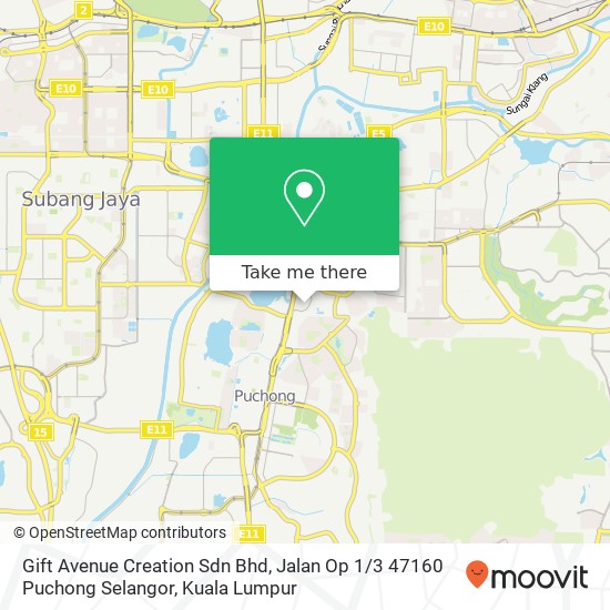 Peta Gift Avenue Creation Sdn Bhd, Jalan Op 1 / 3 47160 Puchong Selangor