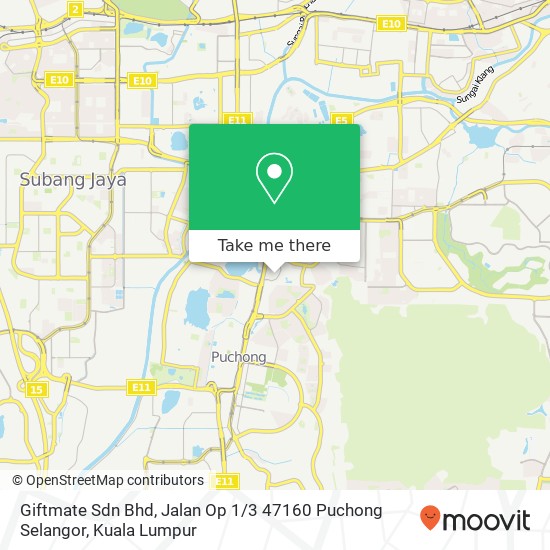 Peta Giftmate Sdn Bhd, Jalan Op 1 / 3 47160 Puchong Selangor