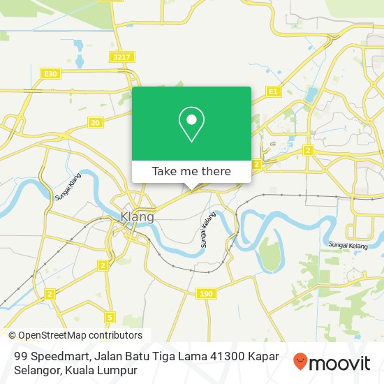 Peta 99 Speedmart, Jalan Batu Tiga Lama 41300 Kapar Selangor