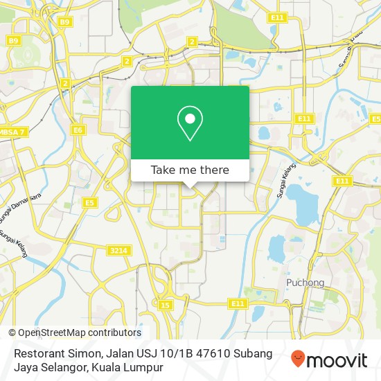 Restorant Simon, Jalan USJ 10 / 1B 47610 Subang Jaya Selangor map
