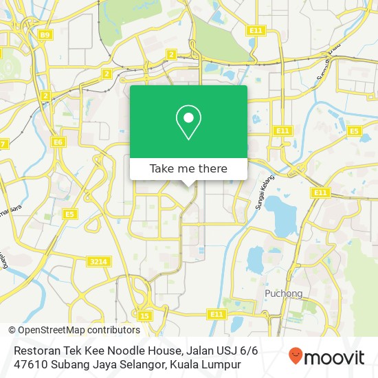 Peta Restoran Tek Kee Noodle House, Jalan USJ 6 / 6 47610 Subang Jaya Selangor
