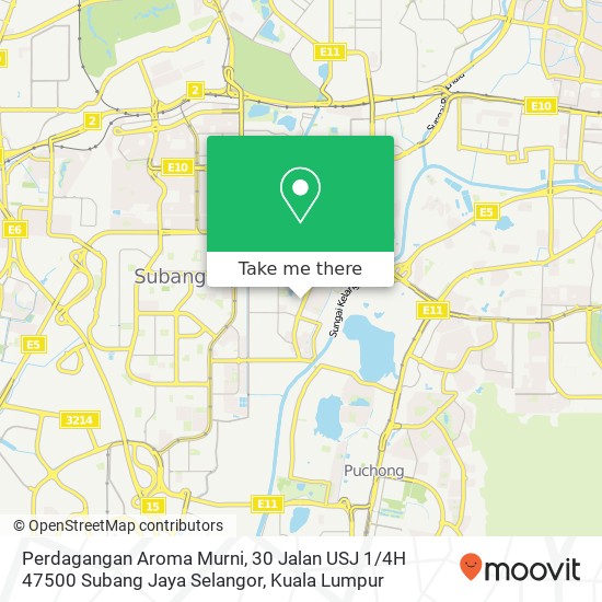 Perdagangan Aroma Murni, 30 Jalan USJ 1 / 4H 47500 Subang Jaya Selangor map