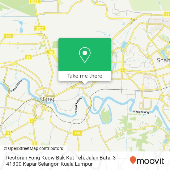 Peta Restoran Fong Keow Bak Kut Teh, Jalan Batai 3 41300 Kapar Selangor