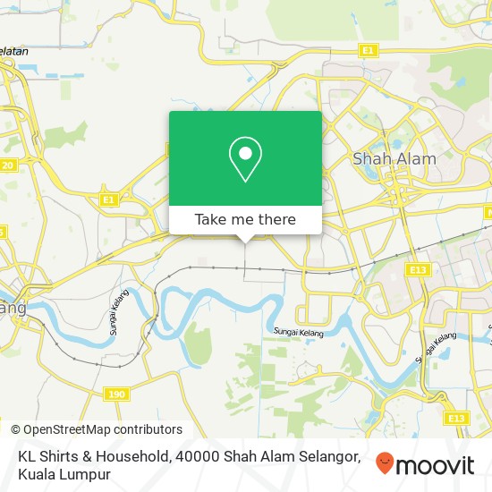 Peta KL Shirts & Household, 40000 Shah Alam Selangor