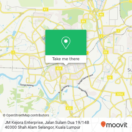 Peta JM Kejora Enterprise, Jalan Sulam Dua 19 / 14B 40300 Shah Alam Selangor