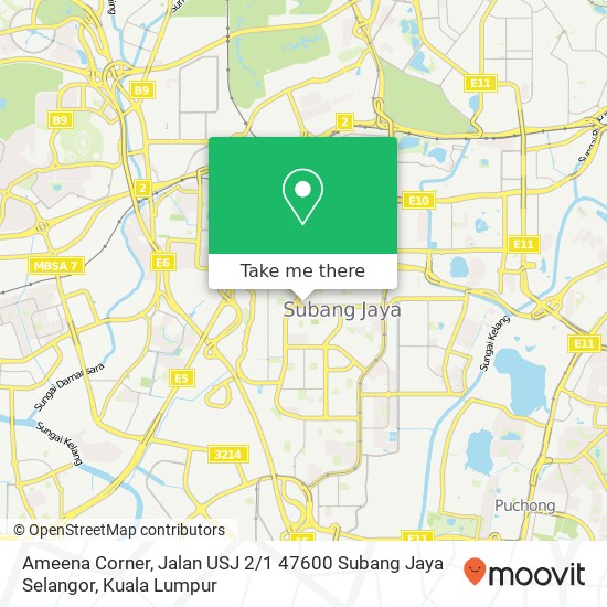 Peta Ameena Corner, Jalan USJ 2 / 1 47600 Subang Jaya Selangor