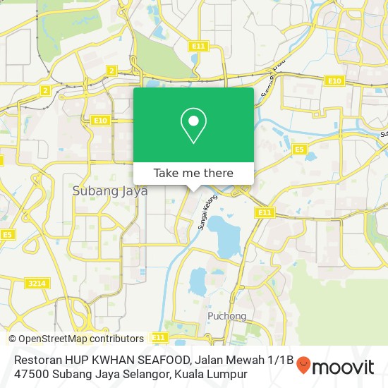 Peta Restoran HUP KWHAN SEAFOOD, Jalan Mewah 1 / 1B 47500 Subang Jaya Selangor