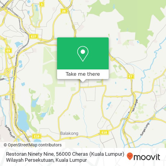 Peta Restoran Ninety Nine, 56000 Cheras (Kuala Lumpur) Wilayah Persekutuan