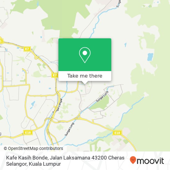 Peta Kafe Kasih Bonde, Jalan Laksamana 43200 Cheras Selangor