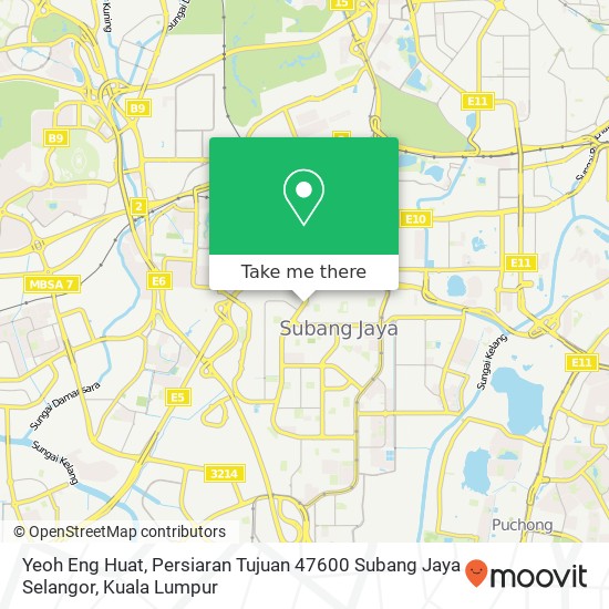 Yeoh Eng Huat, Persiaran Tujuan 47600 Subang Jaya Selangor map