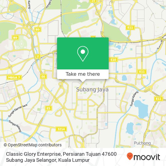 Peta Classic Glory Enterprise, Persiaran Tujuan 47600 Subang Jaya Selangor