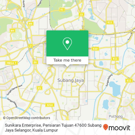 Peta Sunikara Enterprise, Persiaran Tujuan 47600 Subang Jaya Selangor
