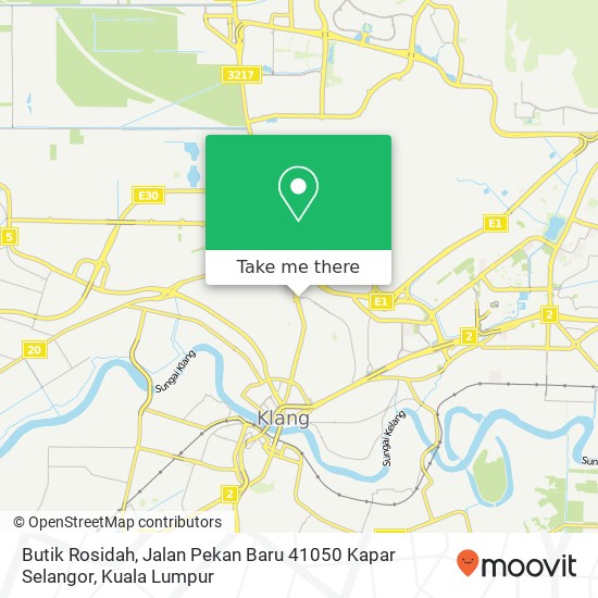 Peta Butik Rosidah, Jalan Pekan Baru 41050 Kapar Selangor